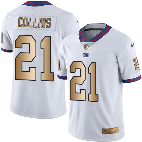 Nike Giants #21 Landon Collins White Men's Stitched NFL Limited Gold Rush Jersey - Click Image to Close